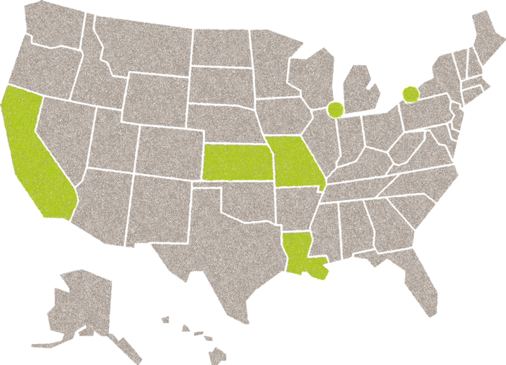 US Map showing Convergence Partnership places of focus